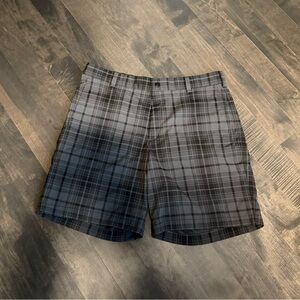 Nike Men's Black and Gray Plaid Golf Shorts